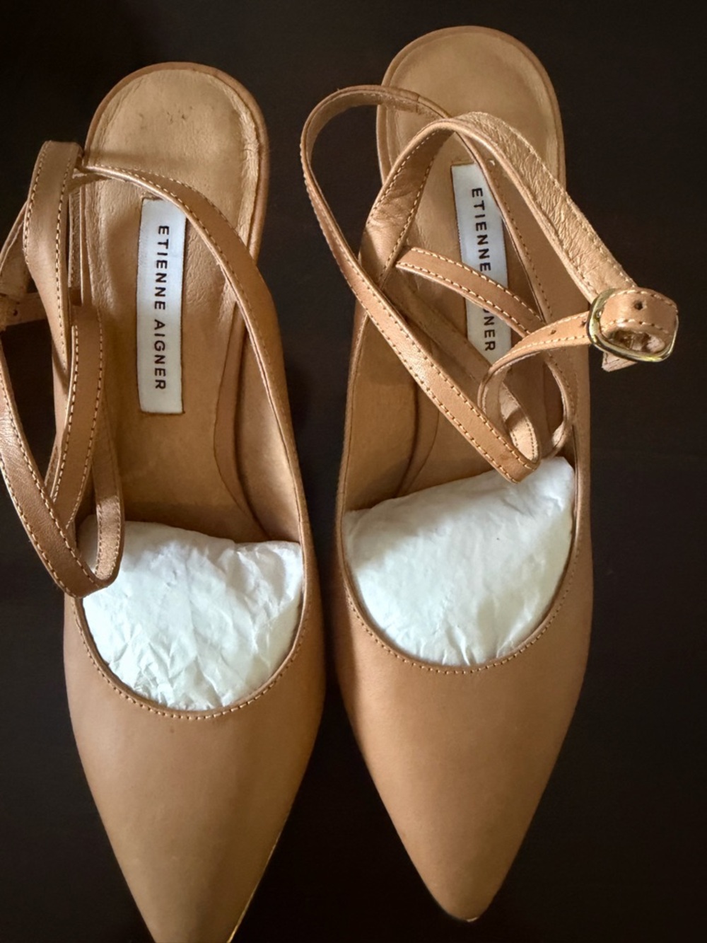 Etienne Aigner Women's Tan Pointed-Toe Slingback Flats